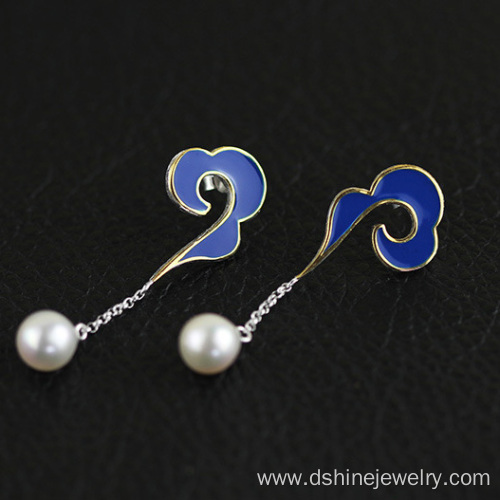 Customized Sterling Silver Drop Pearl Earrings For Women